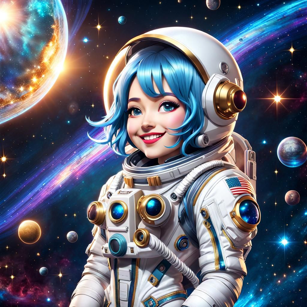 Chibi Astronaut in Cosmic Stardust Galaxy