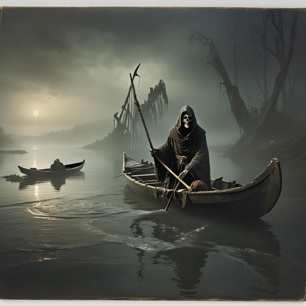 Charon Guiding Souls Across the River Styx