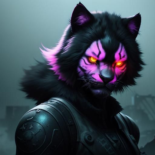 Radioactive Panther in Post-Apocalyptic Ruins