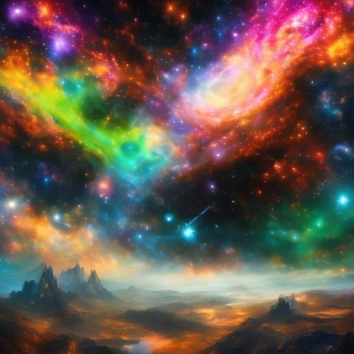 Pretty People in Cosmic Landscape Concept Art