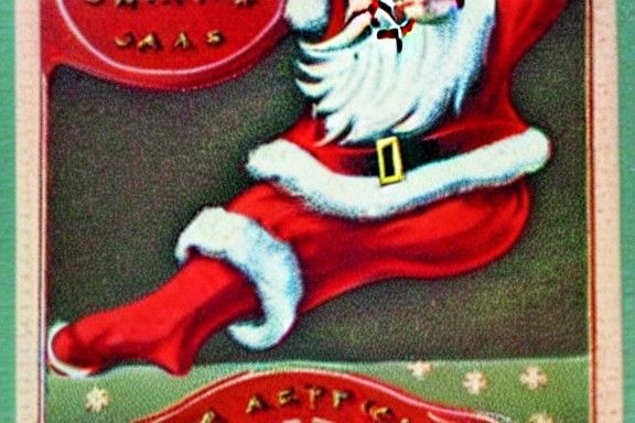 Vintage Santa Claus Card with Dancing Socks