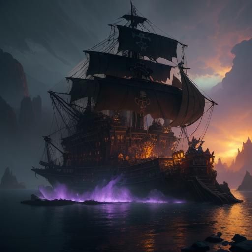 Hyperdetailed Pirate Island in Dark Fantasy Style