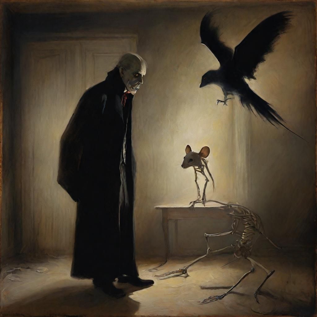 Vampire with Mouse Skeleton in Magical Realism Style