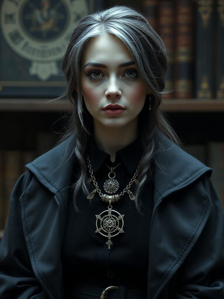 Elegant Archeology Professor in Gothic Attire