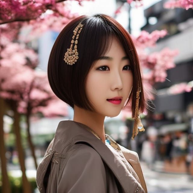 Beautiful Asian Woman in Tokyo Street Style