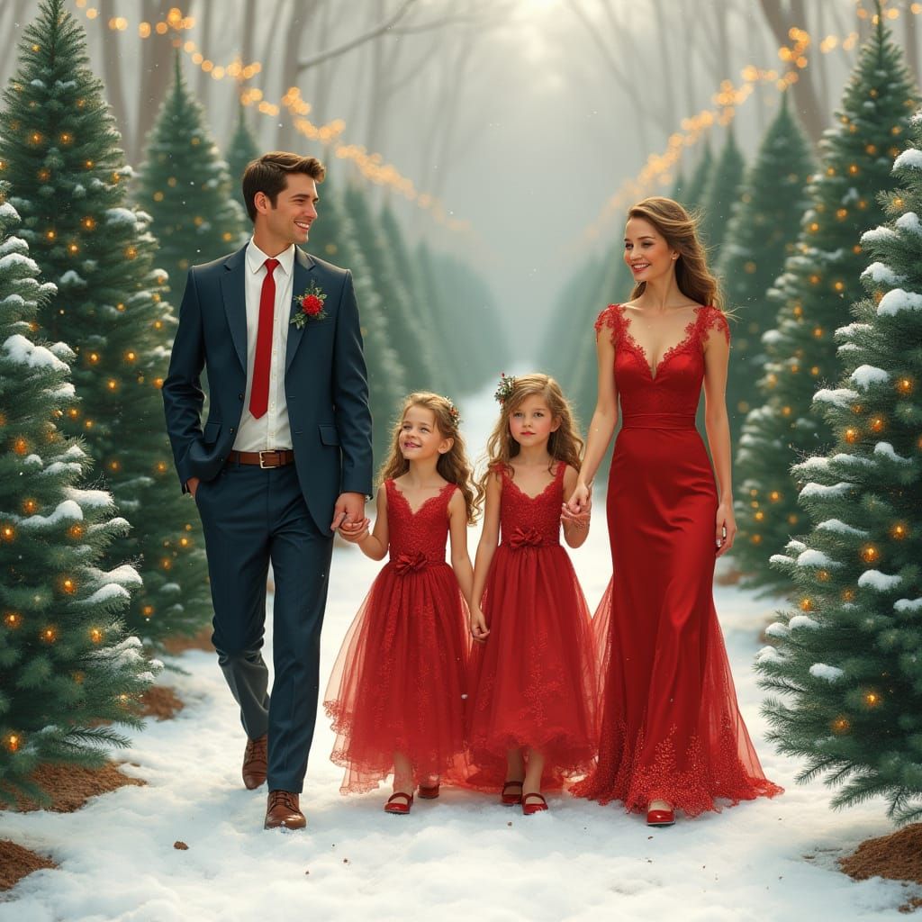 Festive Family Stroll on Christmas Tree Farm