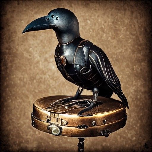 Steampunk Crow in Nautilus Shell