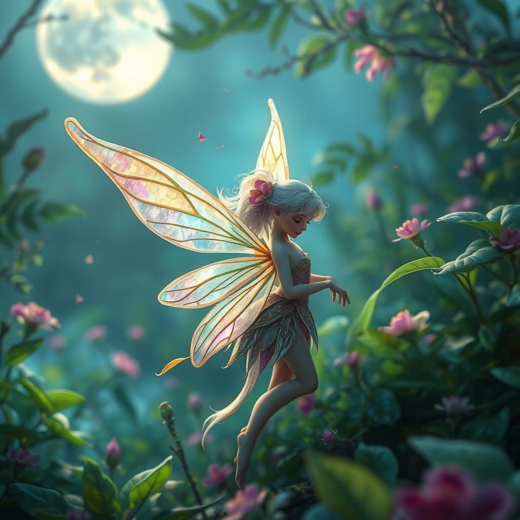 Whimsical Fairy in a Moonlit Glade