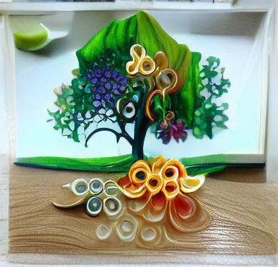 Colorful Quilled Paper Filigree Abstract Design