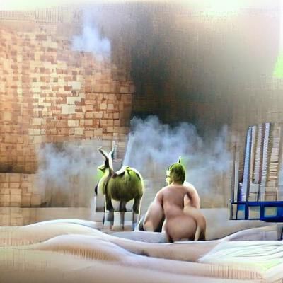steaming hot naked shrek x donkey
