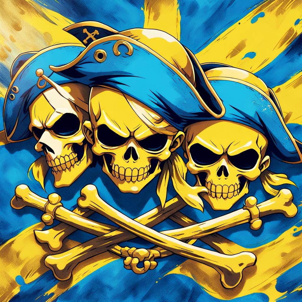 Vibrant Pirate Emblem in Anime Style