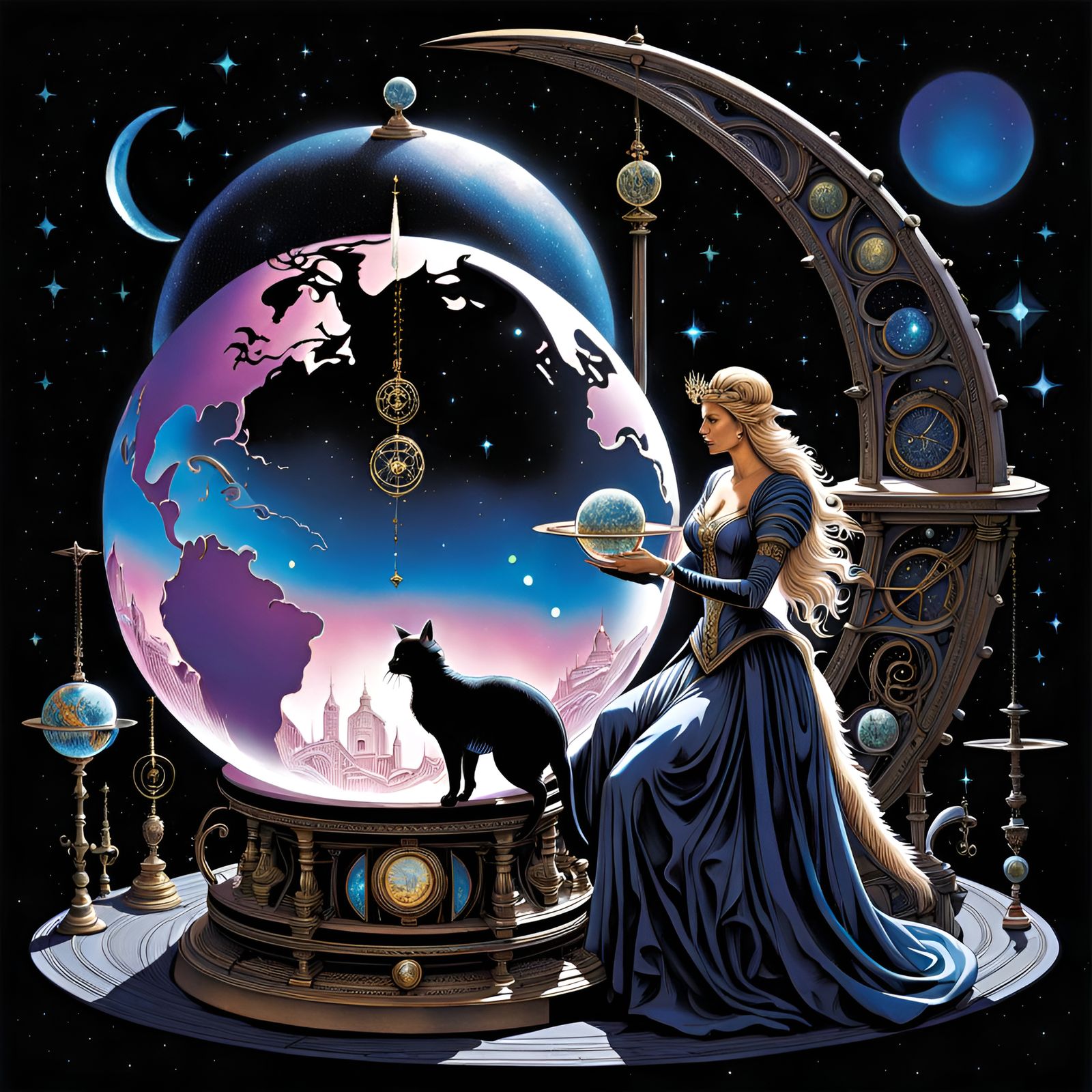 Armillary sphere Celestial globe Globe intricately detailed high-resolution, ultra-detailed Armillary sphere Celestial g...