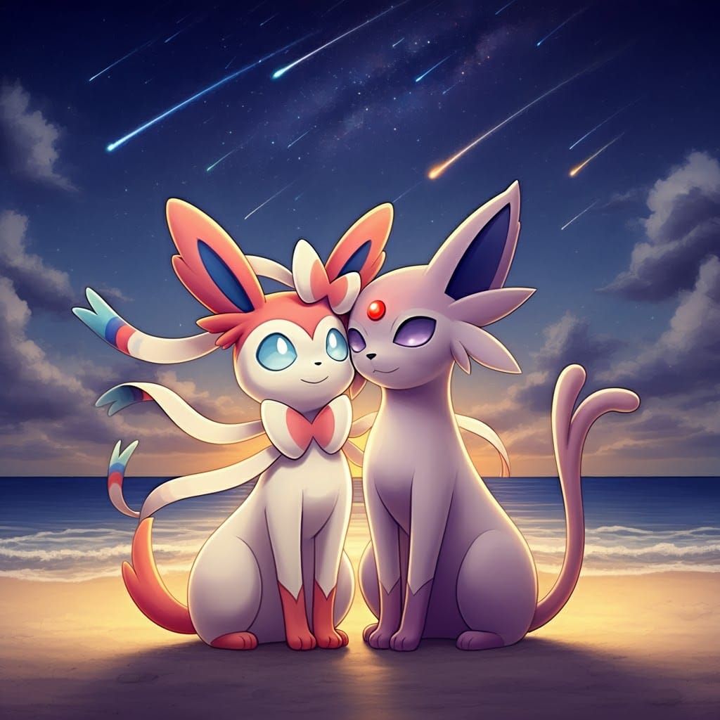 Sylveon and Espeon Watch Meteor Shower