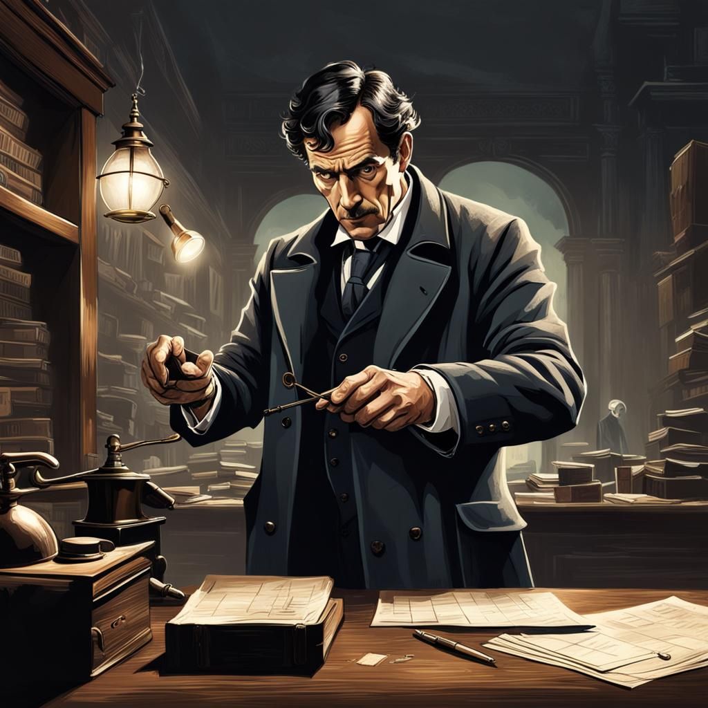 Sherlock Holmes Examines Crime Scene