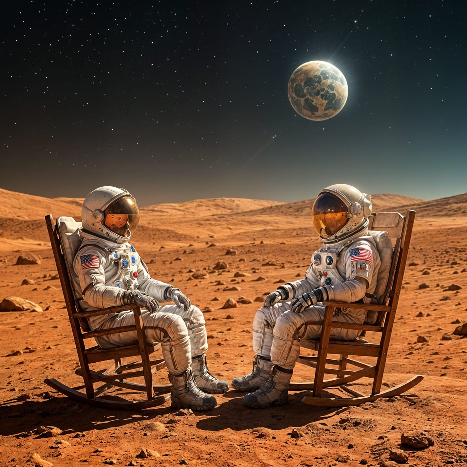 Astronauts Relaxing on Mars in Hyperrealistic Detail