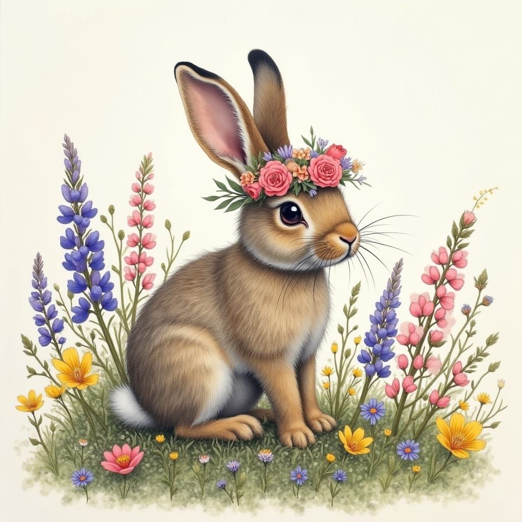 Vibrant Icelandic Meadow Bunny in Springtime Bloom