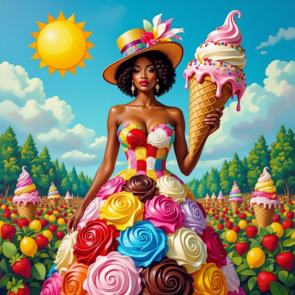 Ice Cream Woman in a Fantasy Landscape