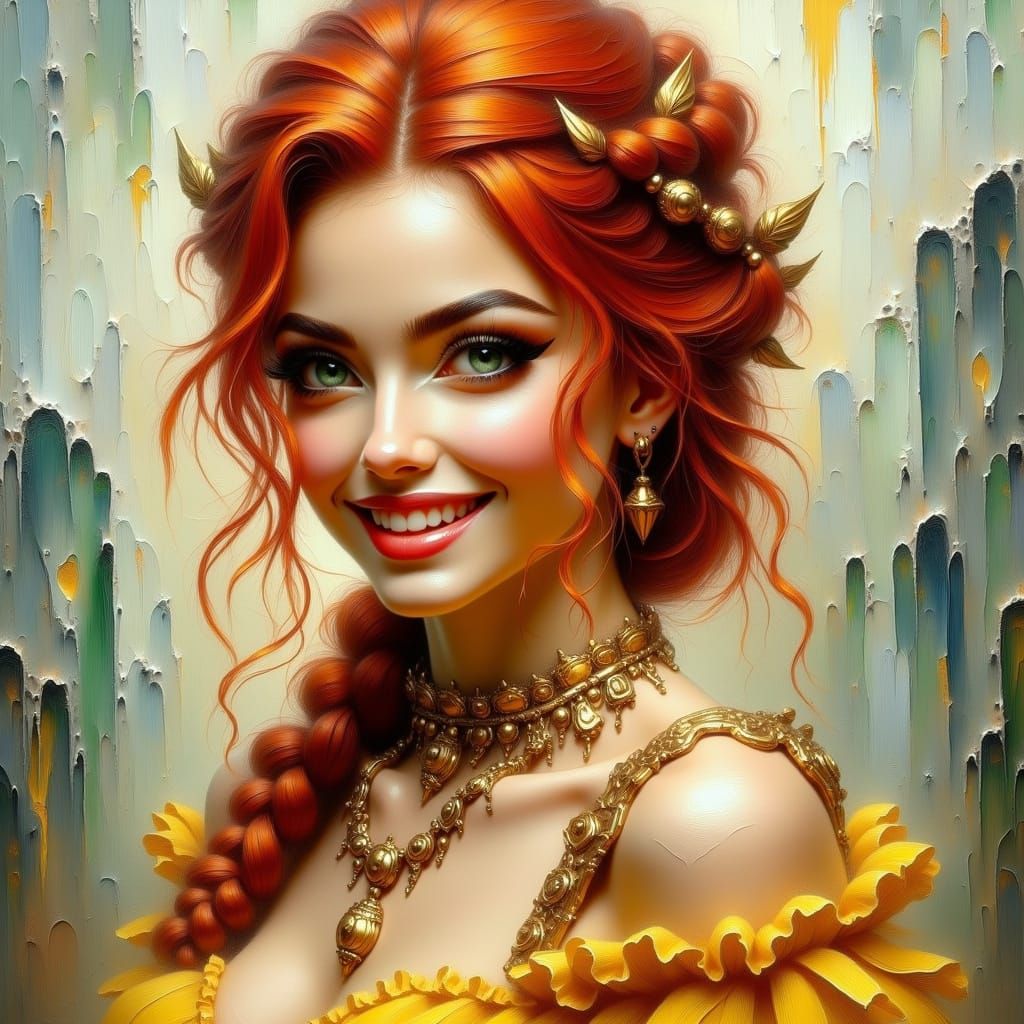 Norse Goddess Portrait in Romantic Oil Painting Style