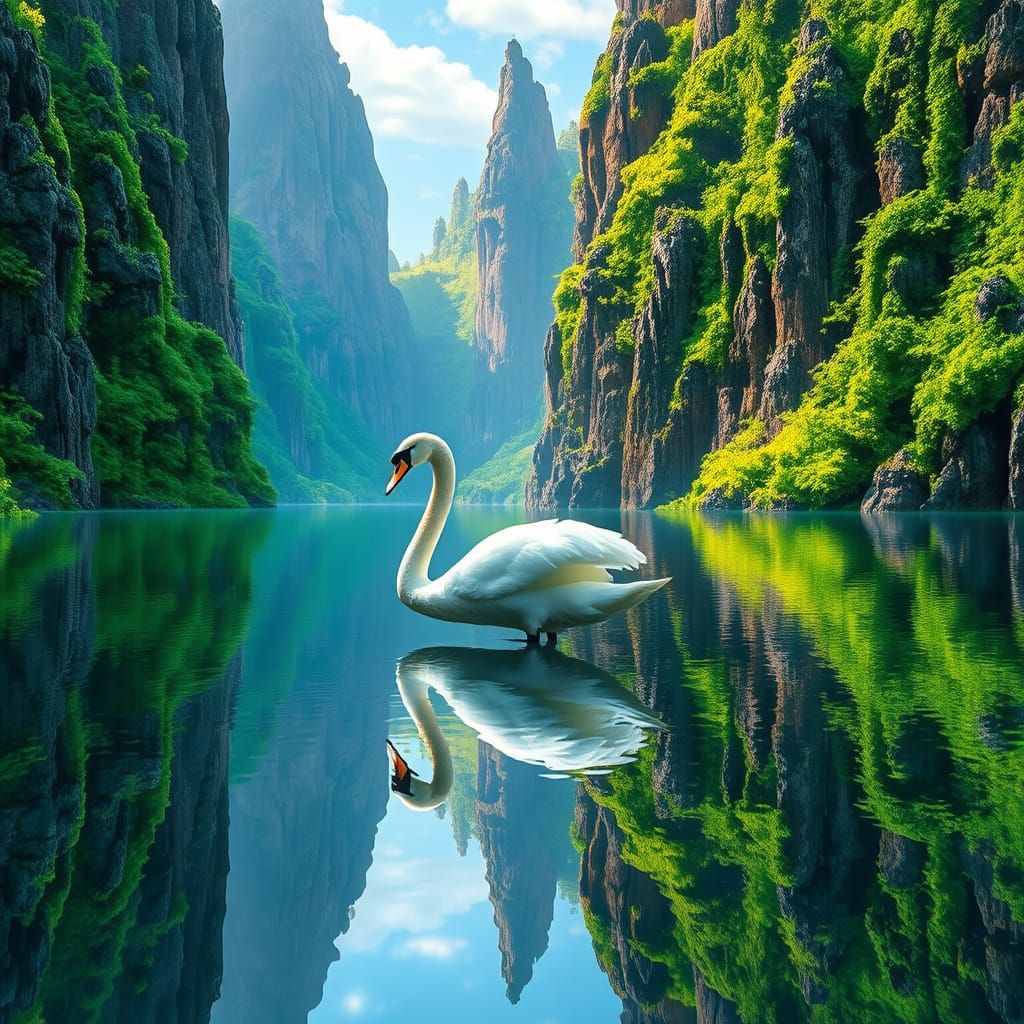 Surreal Swan Embarks on Neon-Lit Odyssey Across Glittering L...