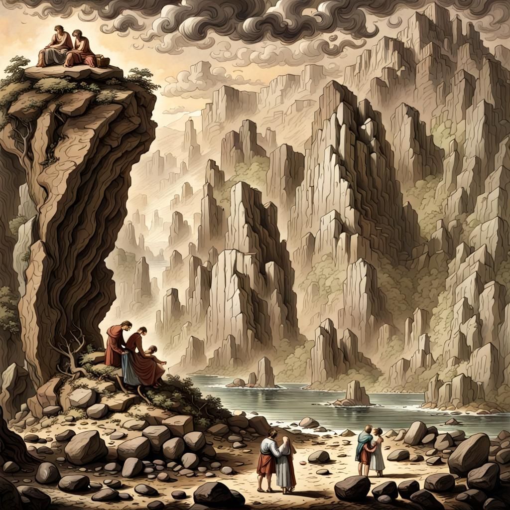 Abstract Rock and Gulf Conceptual Illustration