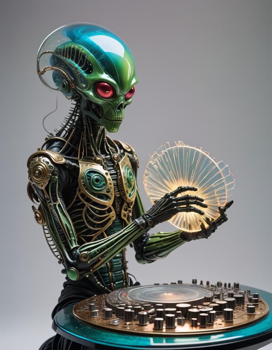 Alien Plays a Light-Emitting Glass Armonica