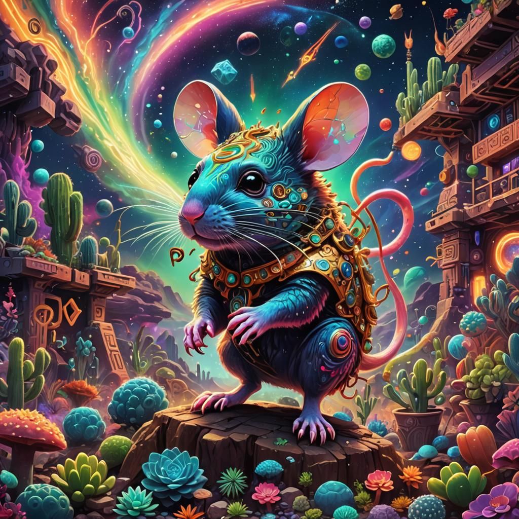 Cosmic Mouse Sound Cannon in Psychedelic Style