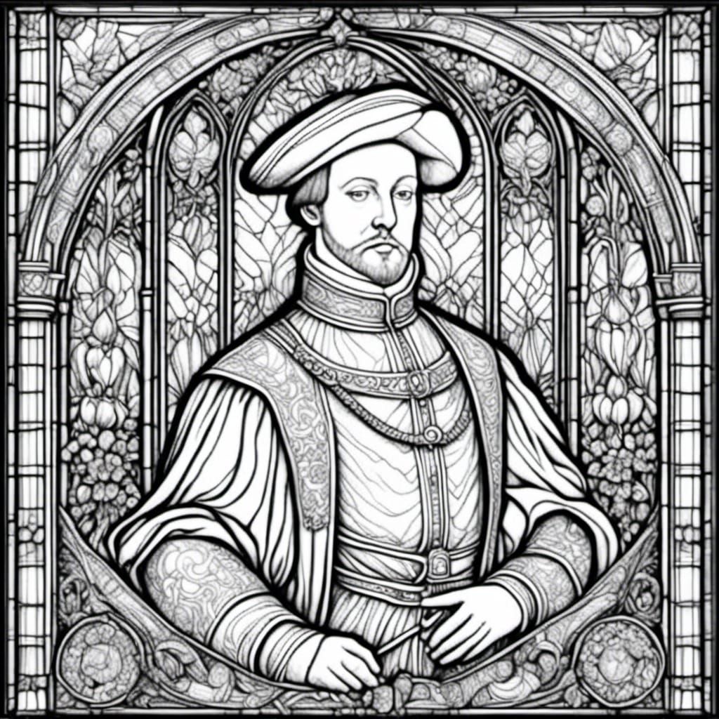 Henry VIII Stained Glass Coloring Page