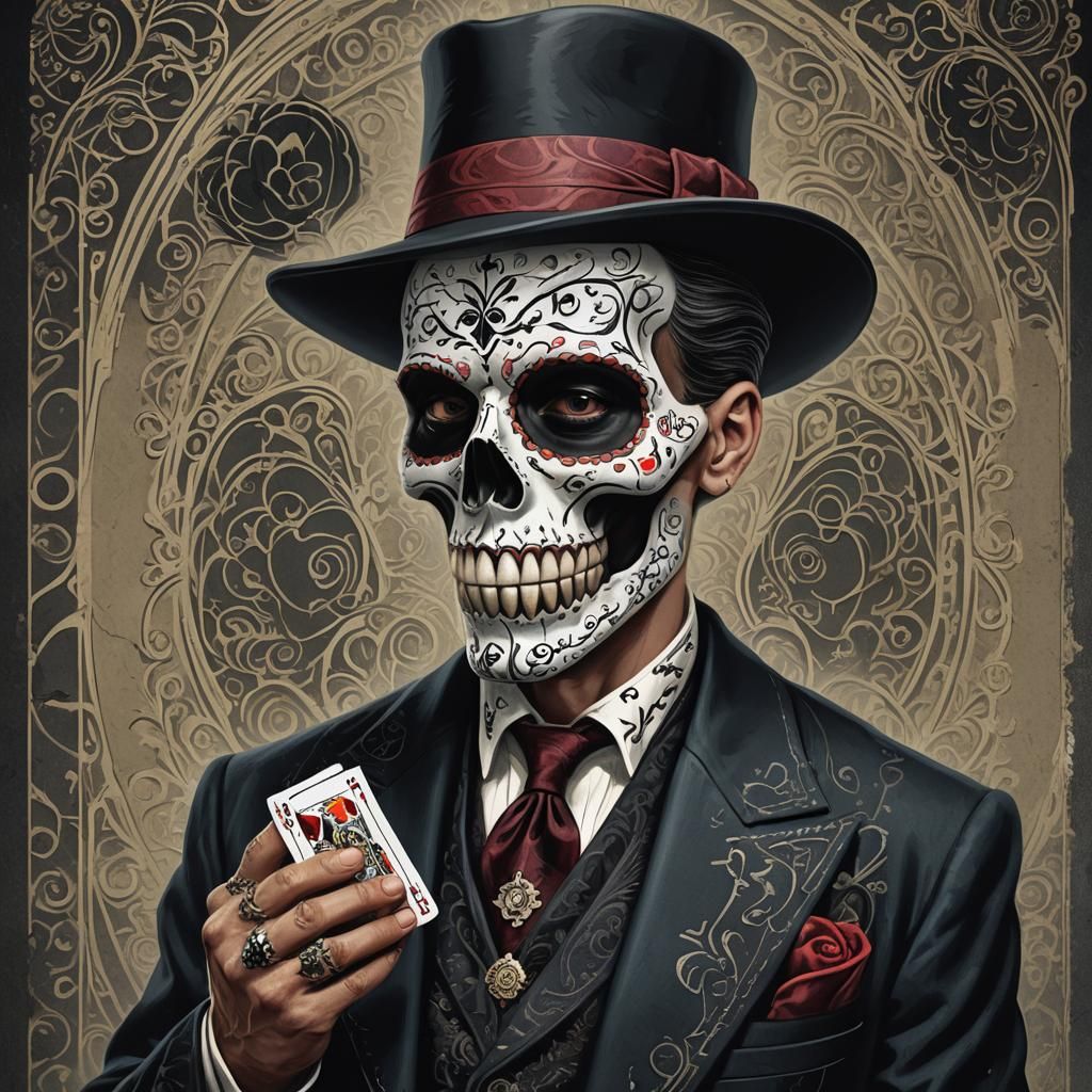 1940s Gangster Sugar Skull Ace of Spades