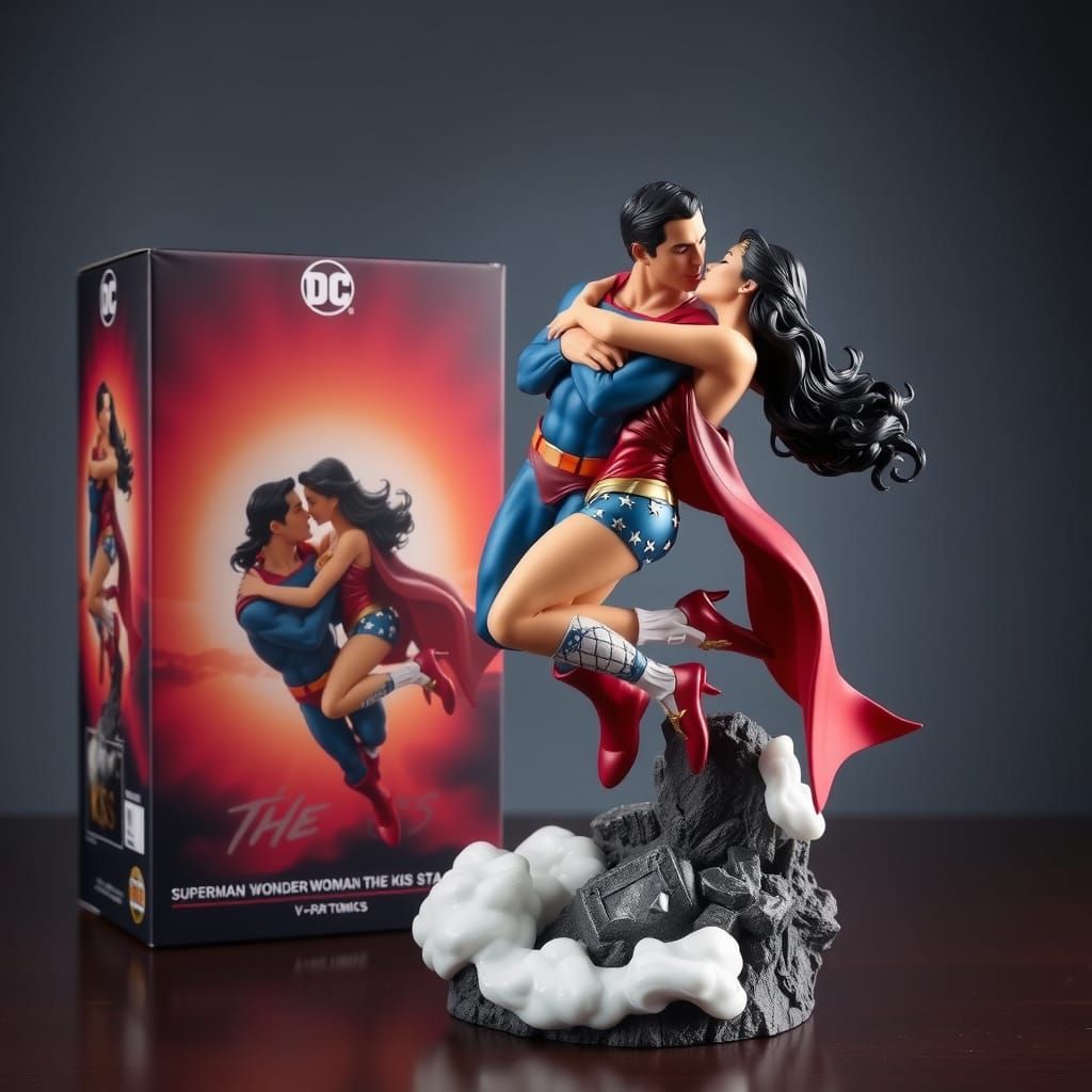 Superman and Wonder Woman Share a Romantic Kiss in Mid-Air