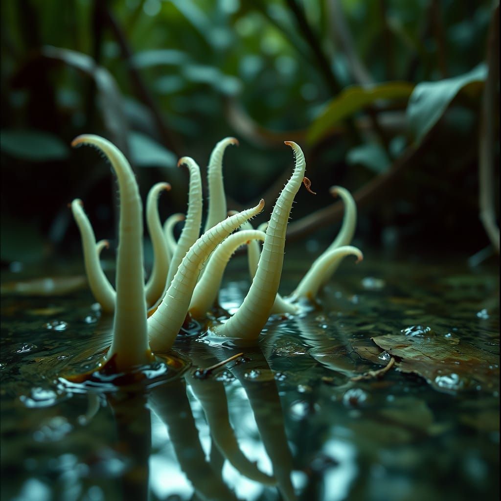 Cinematic Jungle Horror: Carnivore Worms Emerge from Murky W...