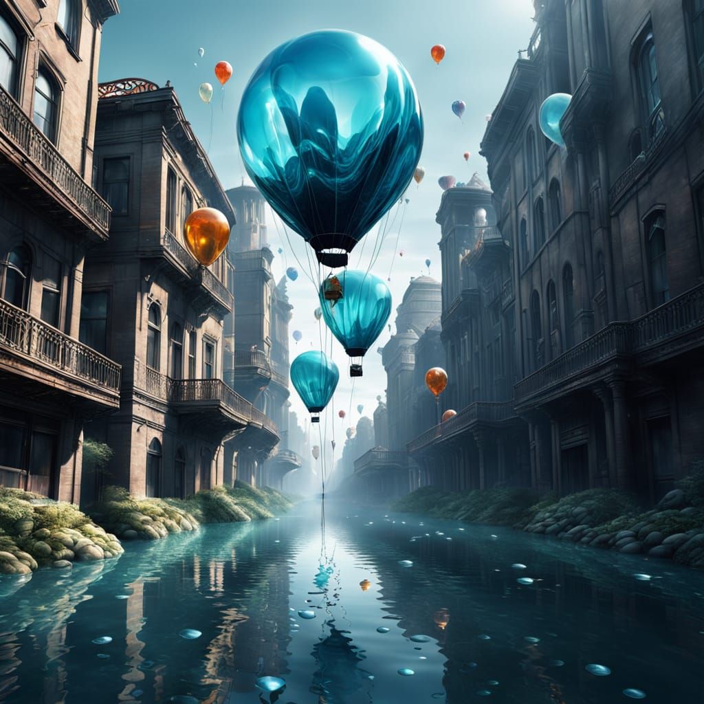 Surreal Glass Balloons in Dreamlike Digital Art