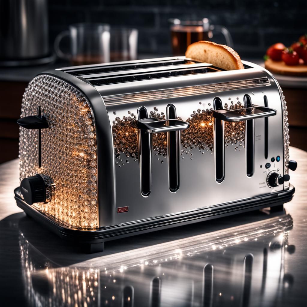 Hyperrealistic Sparkling Crystal Toaster in HDR