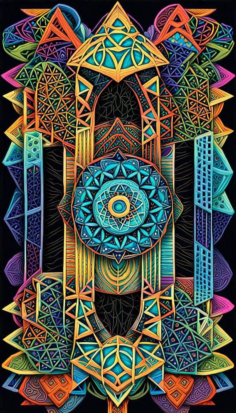 Geometric Zentangle: 3D Neon E=MC2 Visualizations