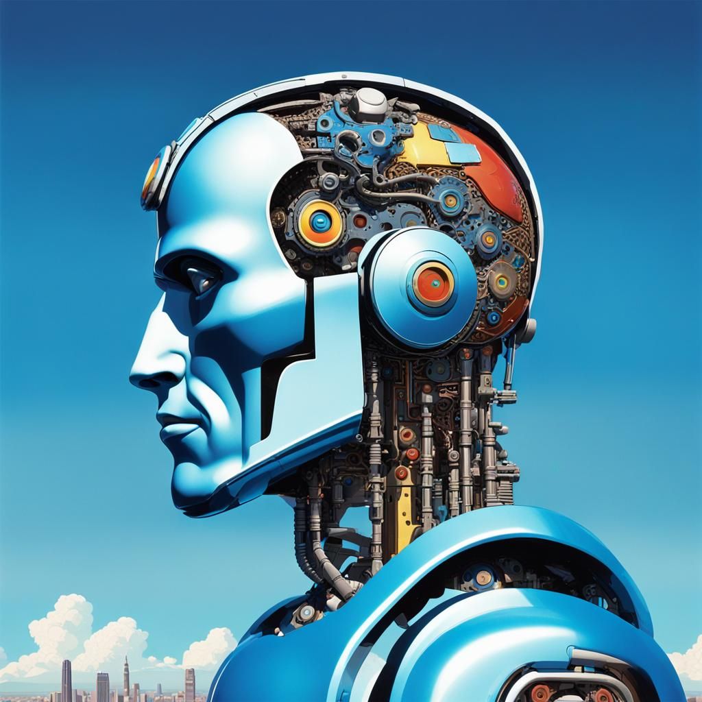 Hyperrealistic Cyborg Portrait with Visible Robotics