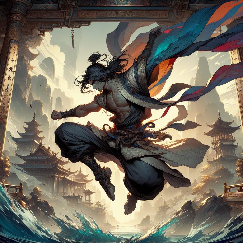 Fantasy Warrior Monk Concept Art in 8K Resolution