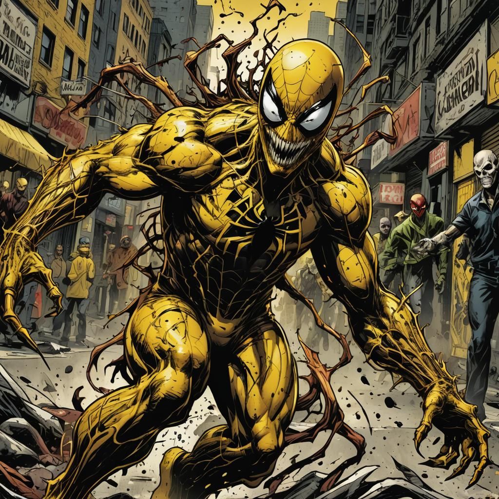 Carnage Rampages in Grungy Comic Book Style