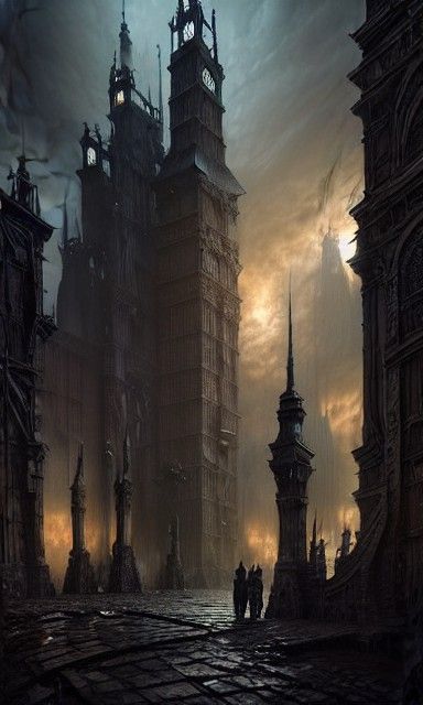 Dark Gothic City Concept Art in 8K Resolution