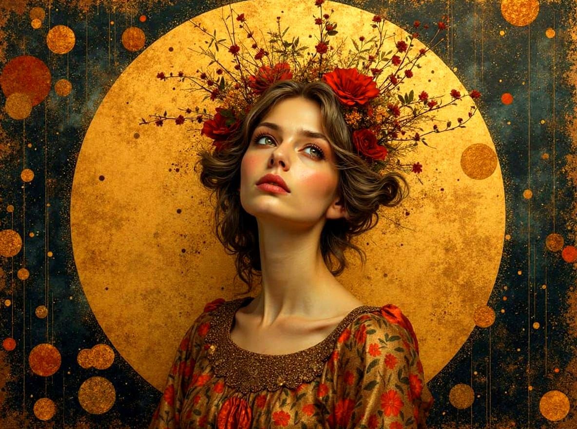 Antique Grunge Portrait in Klimt Style