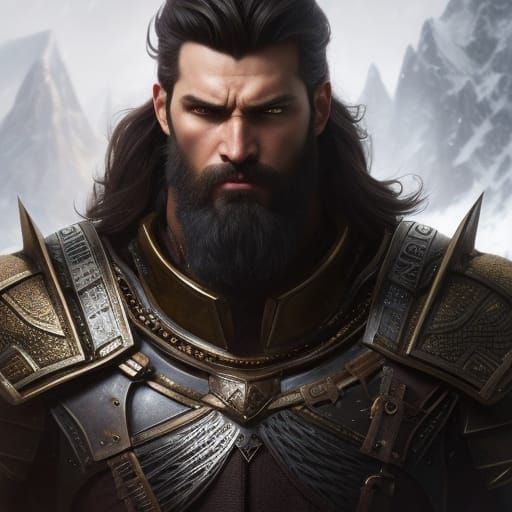 Viking Barbarian Portrait in Dark Fantasy Style