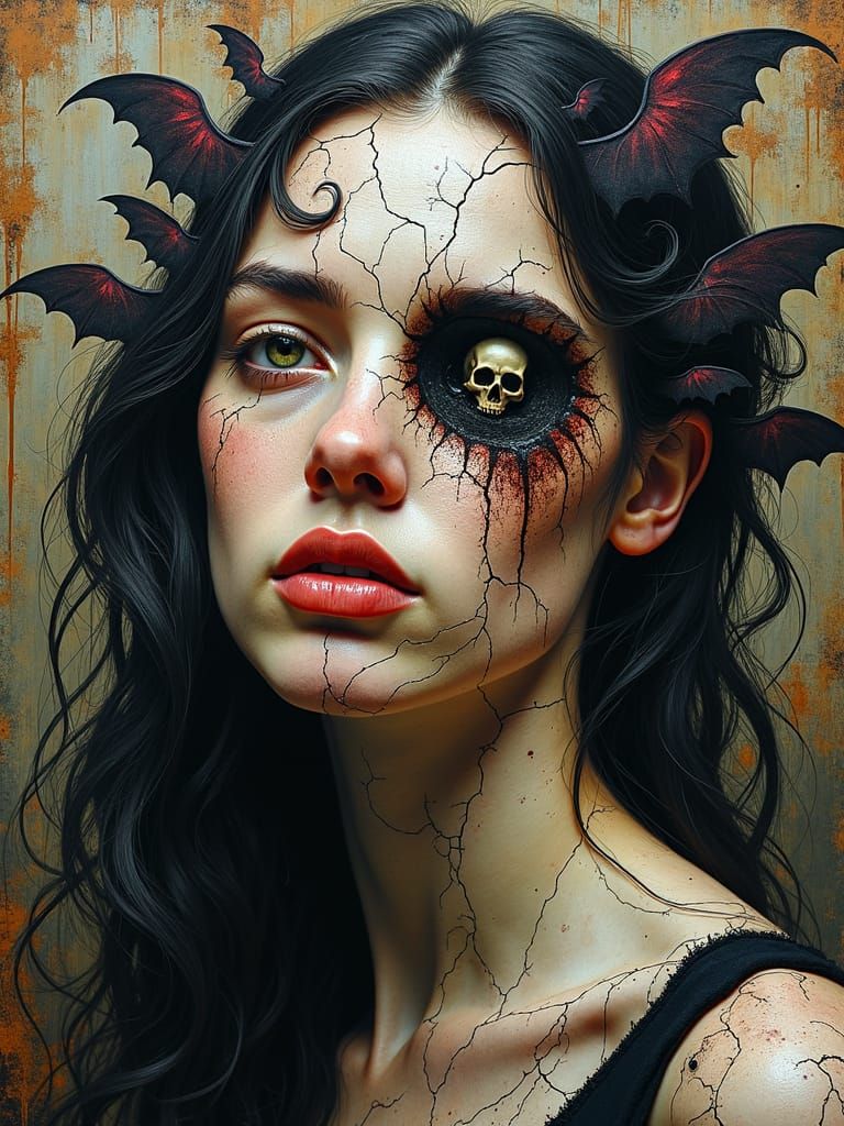 Distorted Renaissance Portrait Reveals Skull and Bats