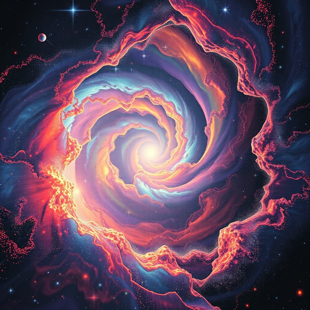 Cosmic Birth: Abstract Expressionist Sci-Fi Art