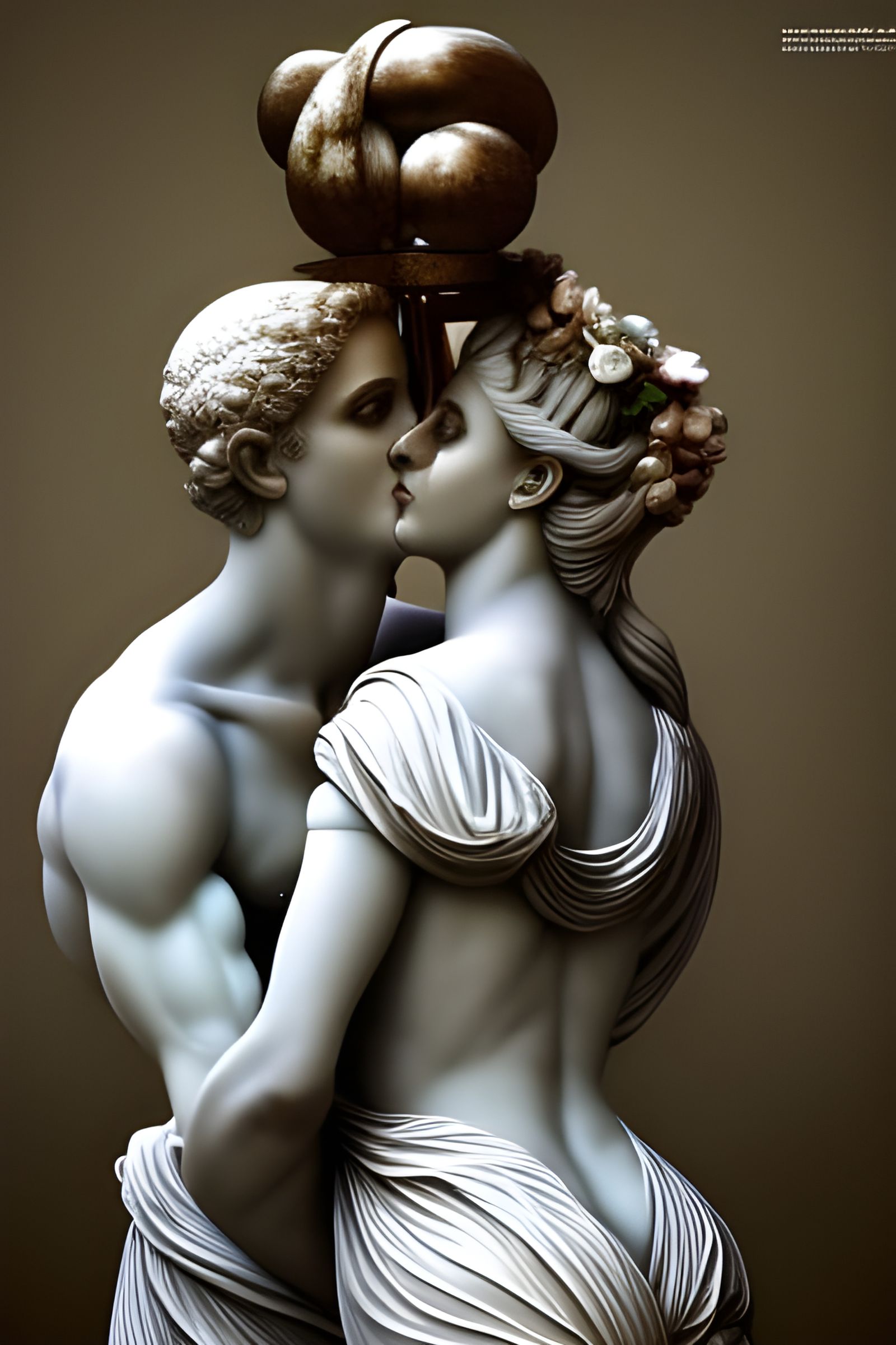 Greek statues kissing