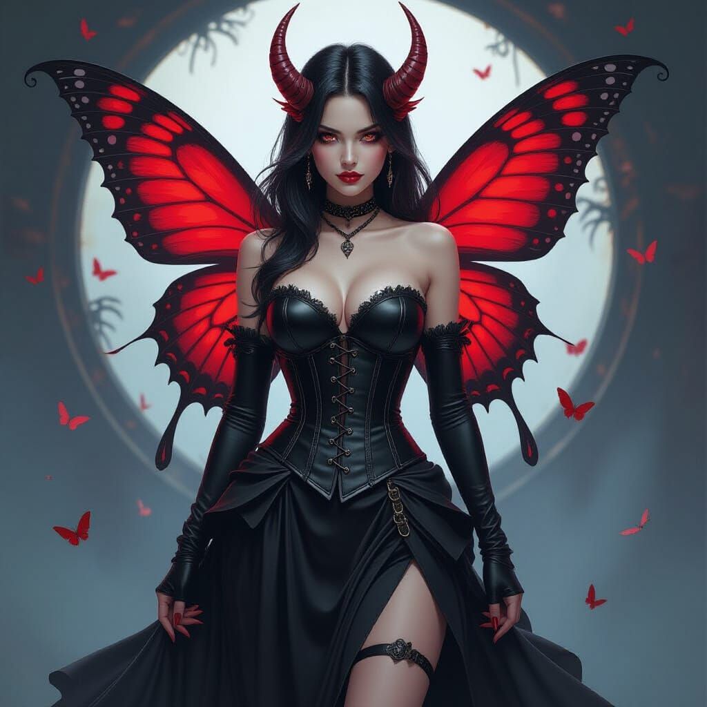 Noir Fantasy Demon with Butterfly Wings