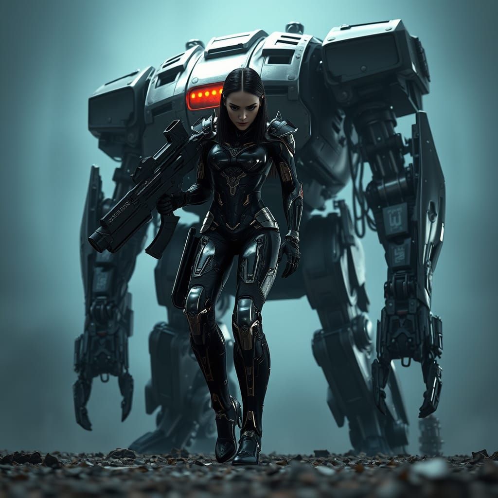 Cyberpunk Vampire Warrior Enters Futuristic Mech Suit