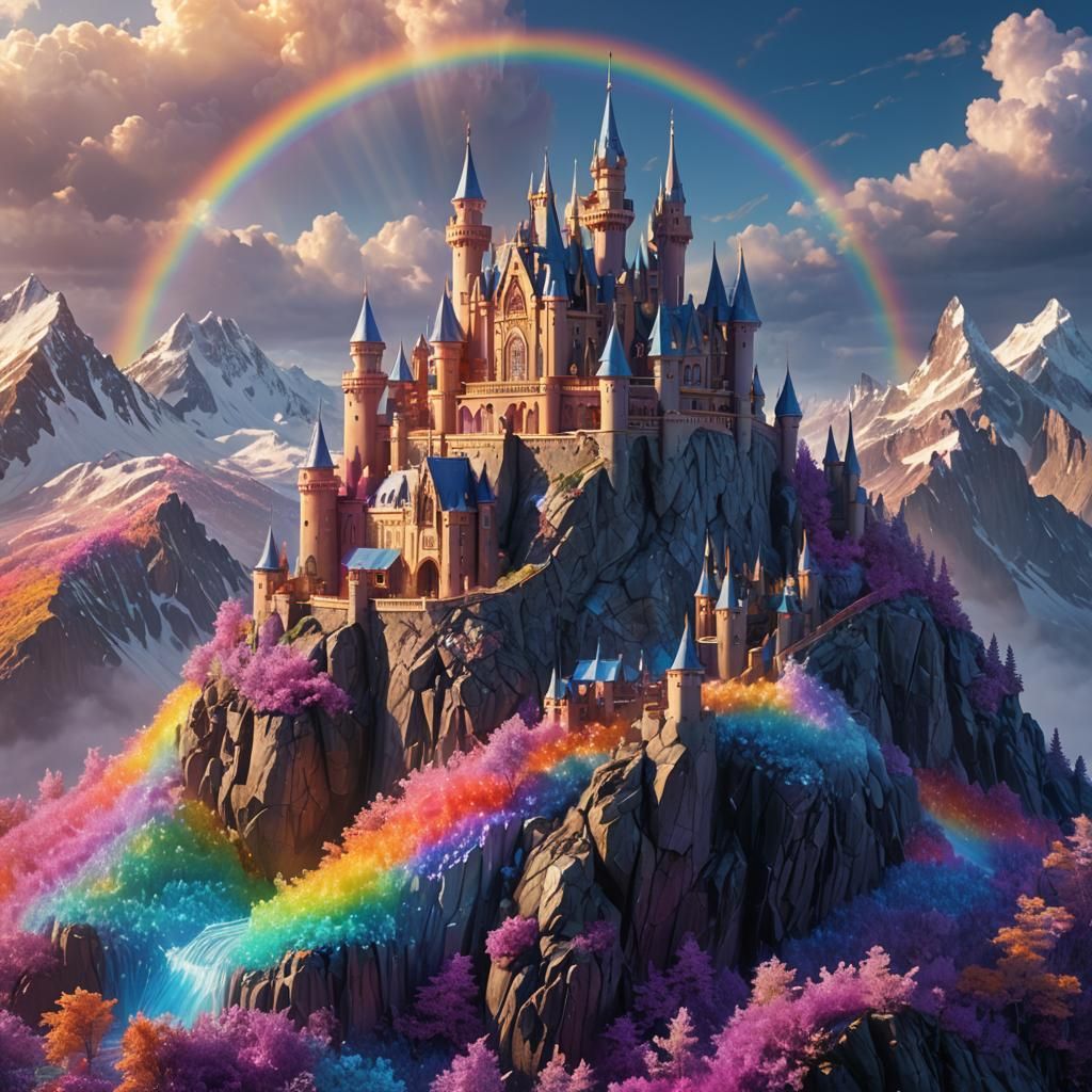 Rainbow Castle atop Crystal Mountain: Digital Matte Painting