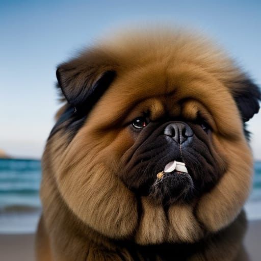 Chow Chow Puppy Portrait on a Beach