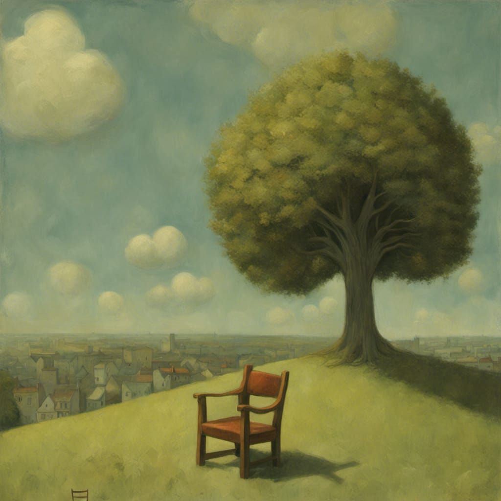 Chair on Hilltop in Surrealist Style
