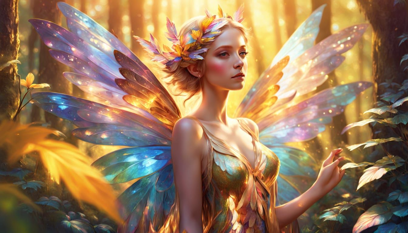 Enchanting Summer Fairy Oil Painting in Forest