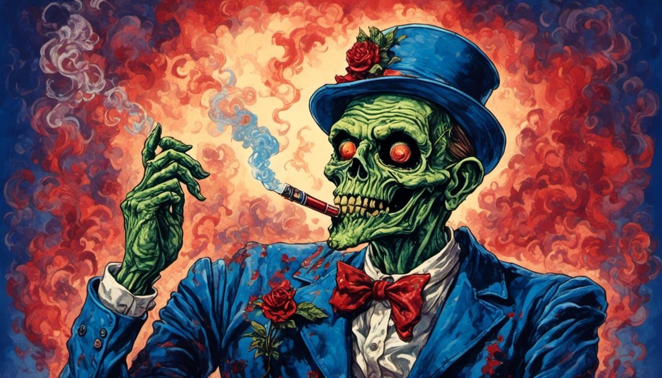Zombie Smokes Weed in Retro Rockabilly Style