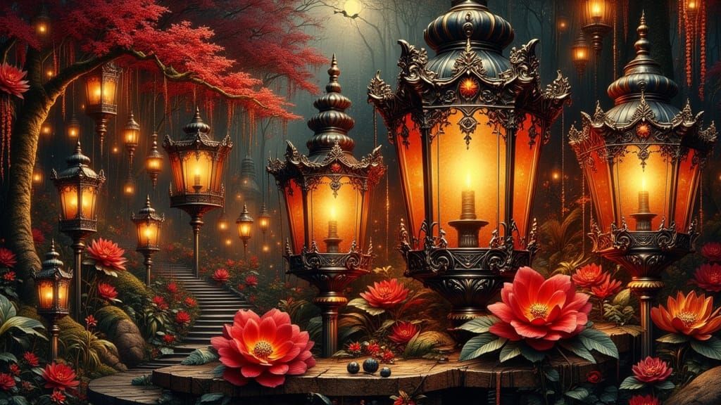 Ornate Lanterns in Mystical Avant-Garde Style